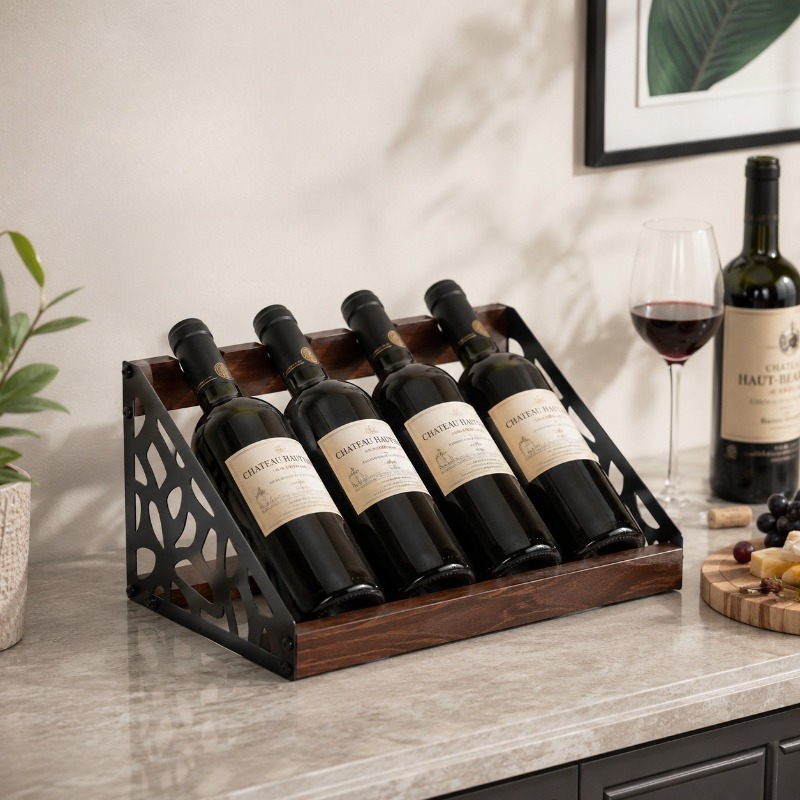 Home Bar Shelf - Suporte de Madeira para Garrafas de