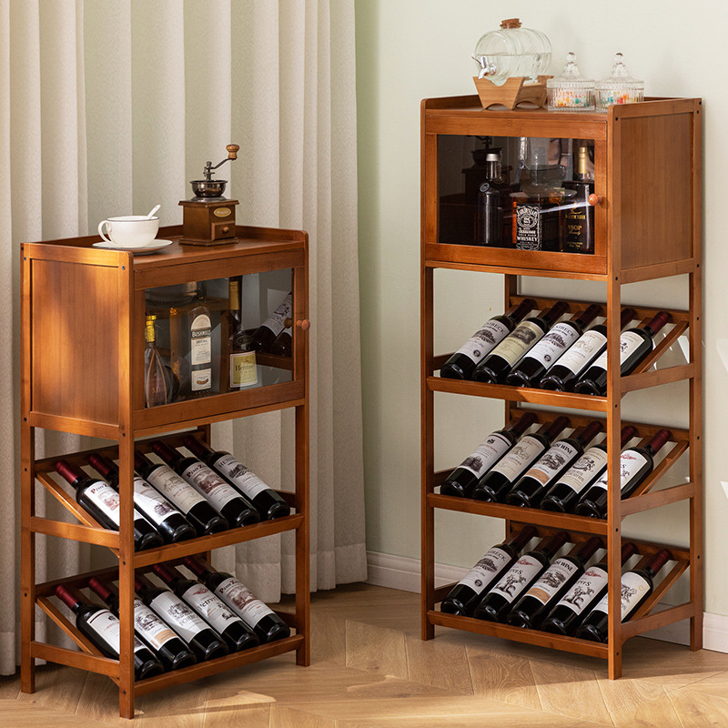 Home Bar Shelves - Rack de vinho de bambu sólido,