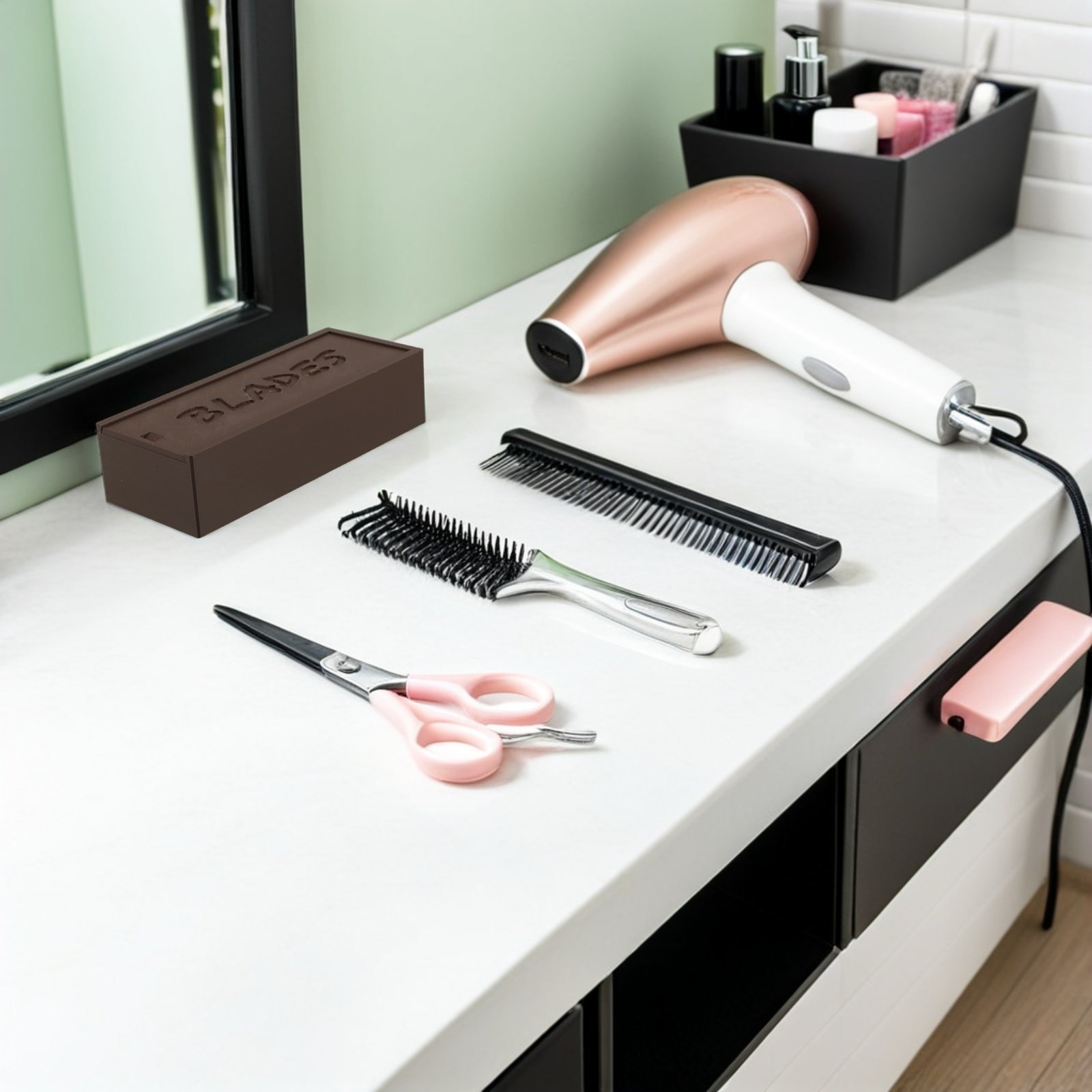 Home Barber - Estojo Organizador de Plástico Marrom com