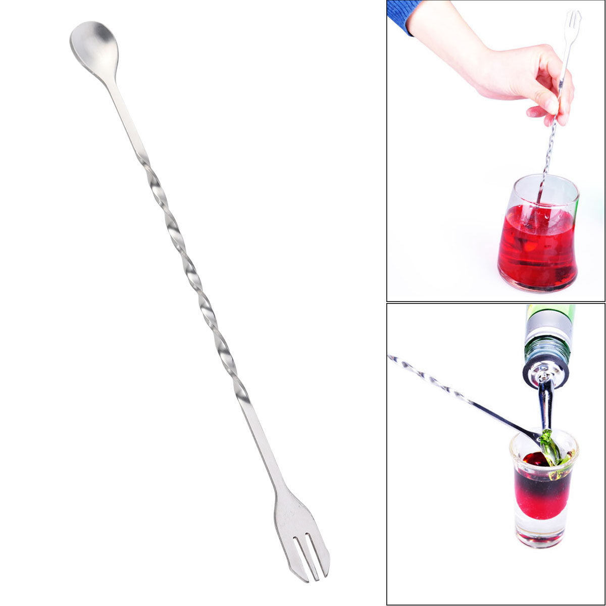 Bar Spoon Twisted - Colher Torcida de Aço Inoxidável, Garfo