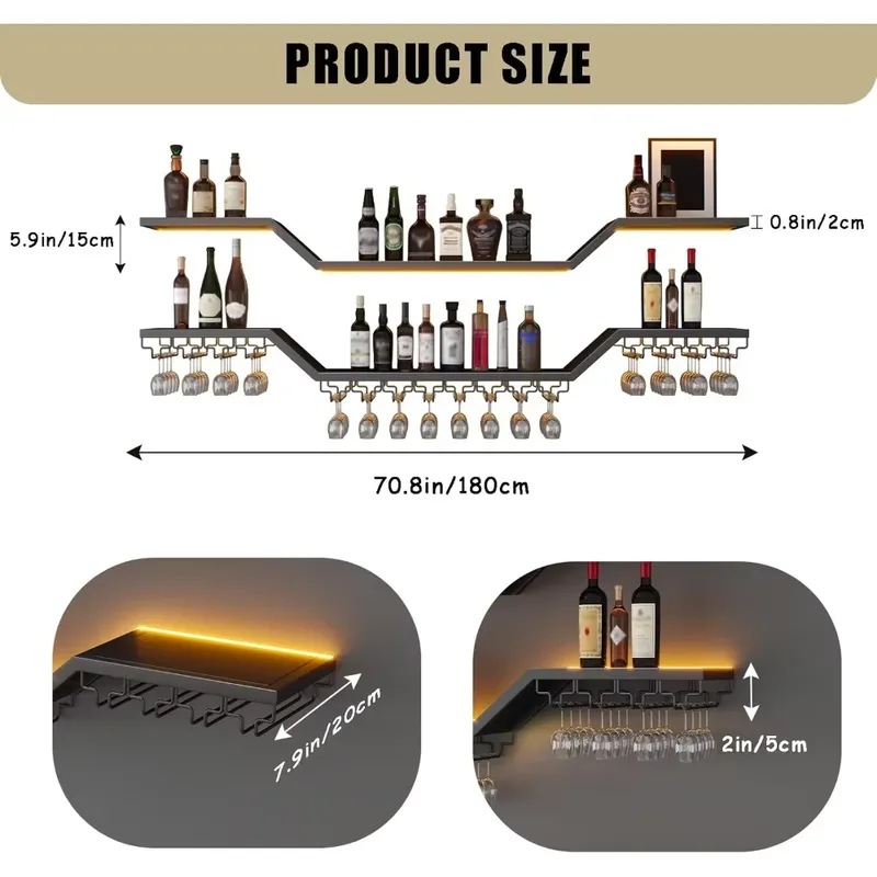 Suporte de Vinho de Parede LED - Home Bar Shelf avaliação e preço