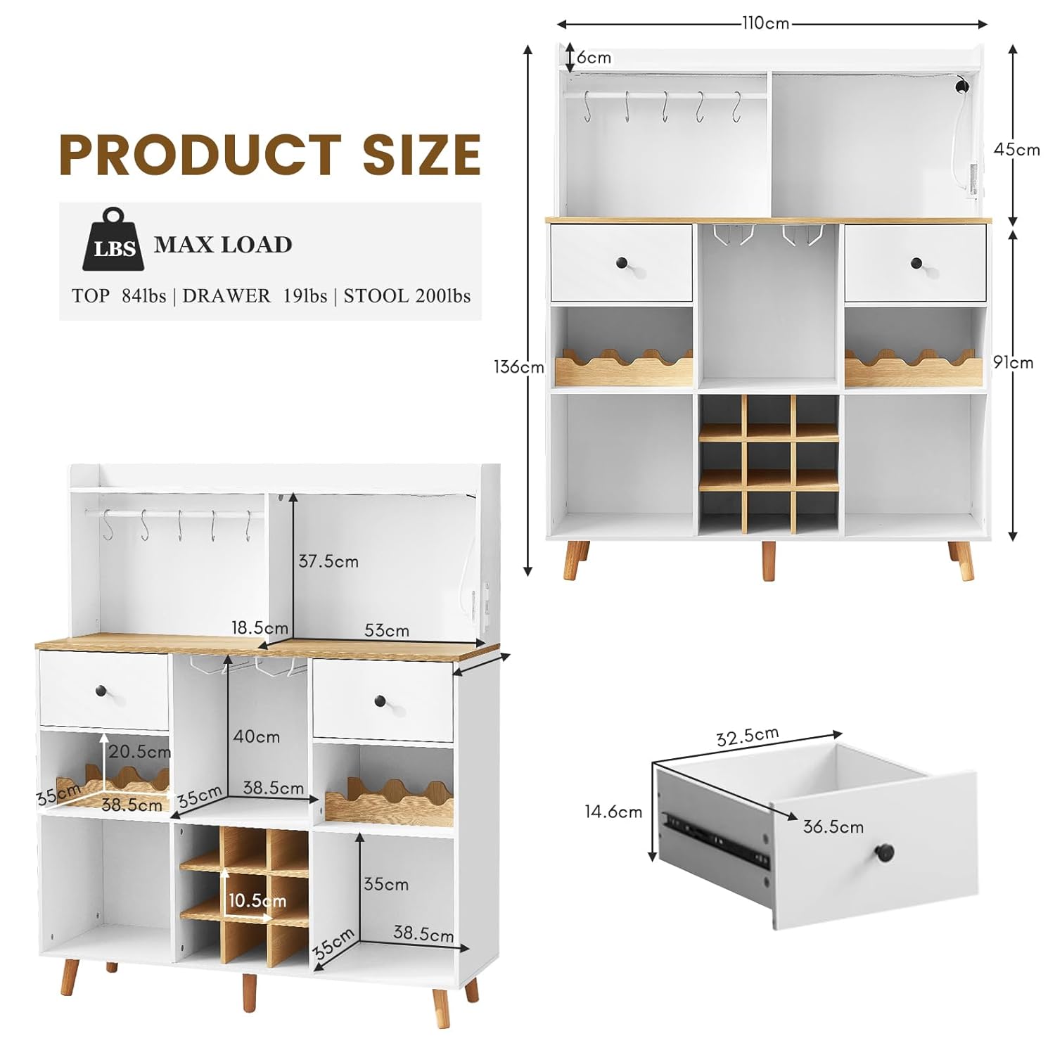 Armário de Bar para Vinhos com - Home Bar Shelves avaliação e preço